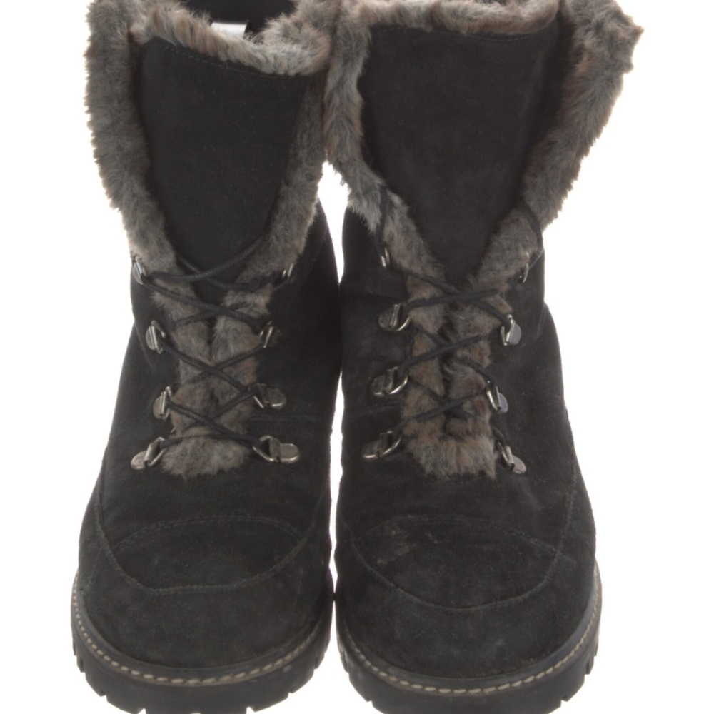 Stuart Weitzman Black Luge Suede & Faux Fur Lace-up Boots
